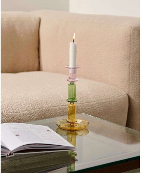 HAY - Flare Tall Candle Holder Rainbow Pink/Green/Yellow HAY