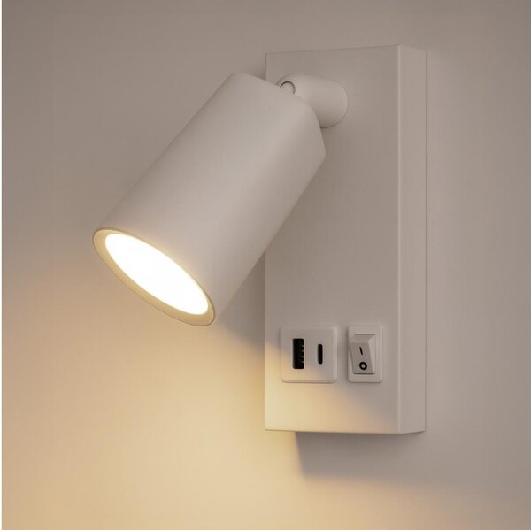 LED стенен спот с USB зареждане LED/5W/230V черен