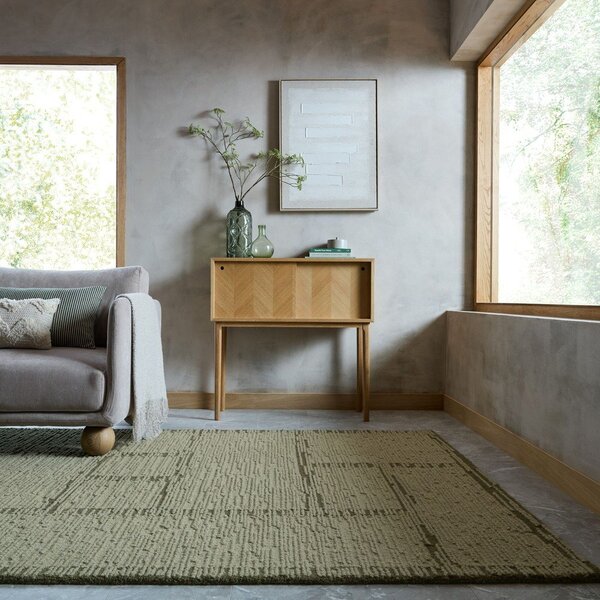 Зелен ръчно изработен вълнен килим 140x200 cm Harris Modula Wool – Flair Rugs