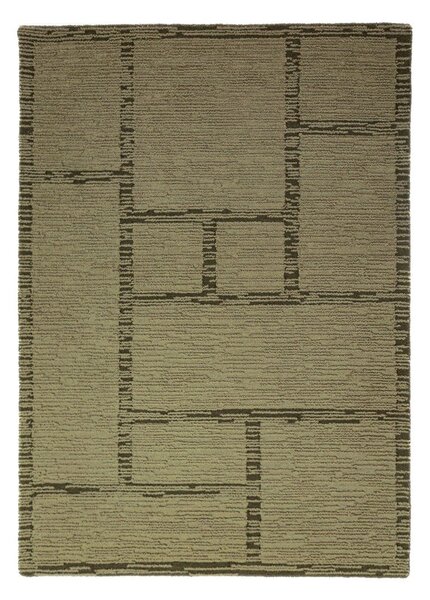 Зелен ръчно изработен вълнен килим 140x200 cm Harris Modula Wool – Flair Rugs