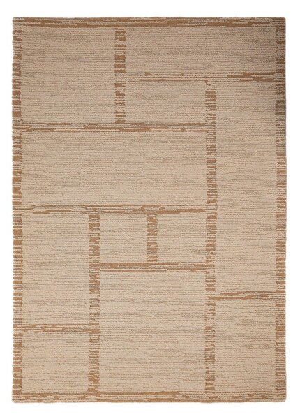Ръчно изработен вълнен килим в естествен цвят 140x200 cm Harris Modula Wool – Flair Rugs