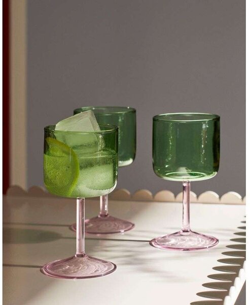 HAY - Tint Wine Glass Set of 2 Green/ Pink HAY