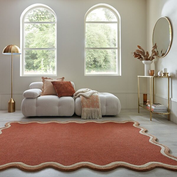 Теракотен ръчно изработен килим със смес от вълна 120x170 cm Rivo Wool – Flair Rugs