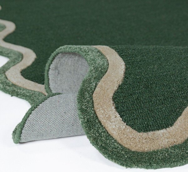Тъмнозелен ръчно изработен килим със смес от вълна 120x170 cm Rivo Wool – Flair Rugs