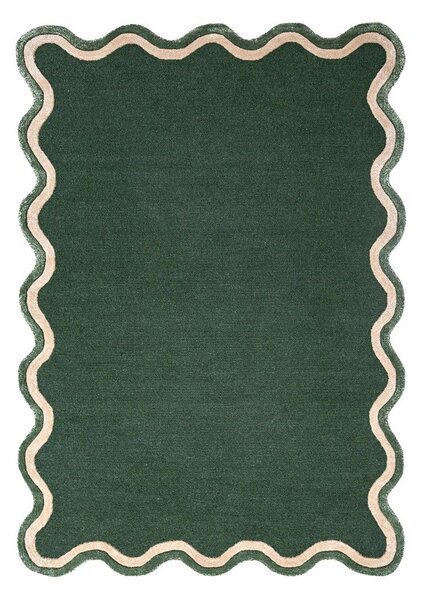 Тъмнозелен ръчно изработен килим със смес от вълна 120x170 cm Rivo Wool – Flair Rugs