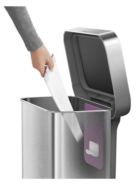 Стоманено кошче за боклук с педал в сребрист цвят 45 l – simplehuman