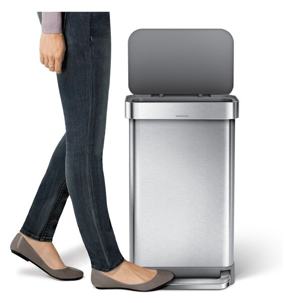 Стоманено кошче за боклук с педал в сребрист цвят 45 l – simplehuman
