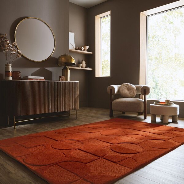 Теракотен ръчно изработен вълнен килим 120x170 cm Gigi – Flair Rugs