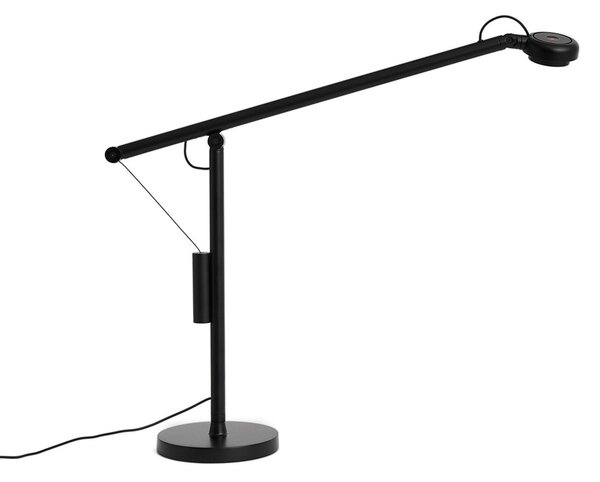 HAY LED лампа за бюро Fifty-Fifty, черна, 45 см, с регулиране на яркостта, Затъмняване, Черен, кабинет / офис, Алуминий, Дизайн