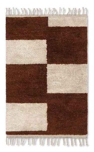 Ferm LIVING - Mara Knotted Rug S Тъмна Brick/Off-White ferm LIVING