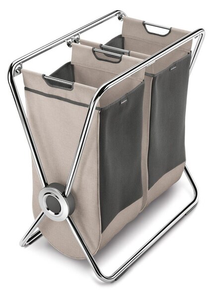 Светлокафяв текстилен сгъваем кош за пране 200 l – simplehuman