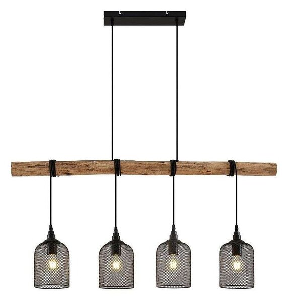 Lindby - Elrond 4 Висяща Лампа Black/Wood Lindby