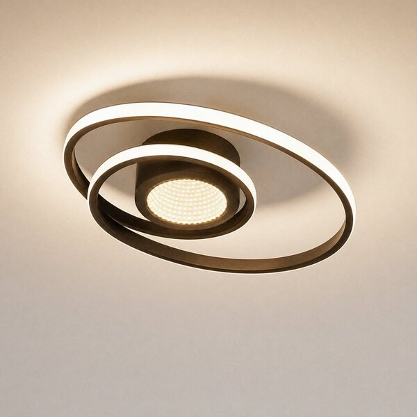 Lindby LED лампа за таван Thalina, 45 cm, с възможност димиране, Infinity, Затъмняване, Черен, Дневна/трапезария, Метал, Модерен