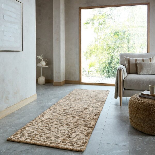 Ръчно изработена вълнена пътека в естествен цвят 80x230 cm Harris Modula Wool – Flair Rugs