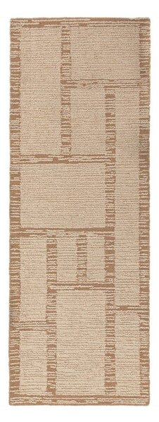 Ръчно изработена вълнена пътека в естествен цвят 80x230 cm Harris Modula Wool – Flair Rugs