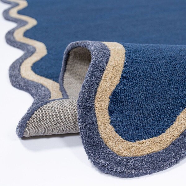 Тъмносин ръчно изработен килим със смес от вълна 120x170 cm Rivo Wool – Flair Rugs