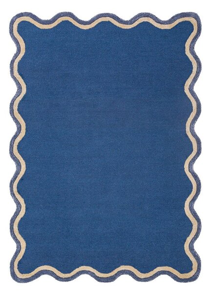 Тъмносин ръчно изработен килим със смес от вълна 120x170 cm Rivo Wool – Flair Rugs