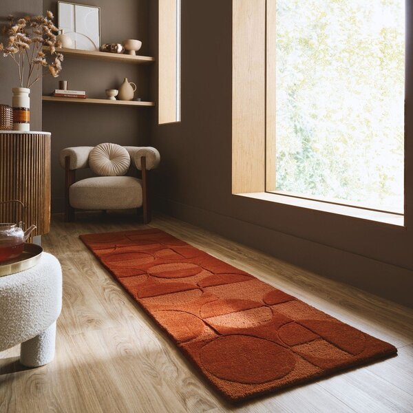 Теракотена ръчно изработена вълнена пътека 60x230 cm Gigi – Flair Rugs