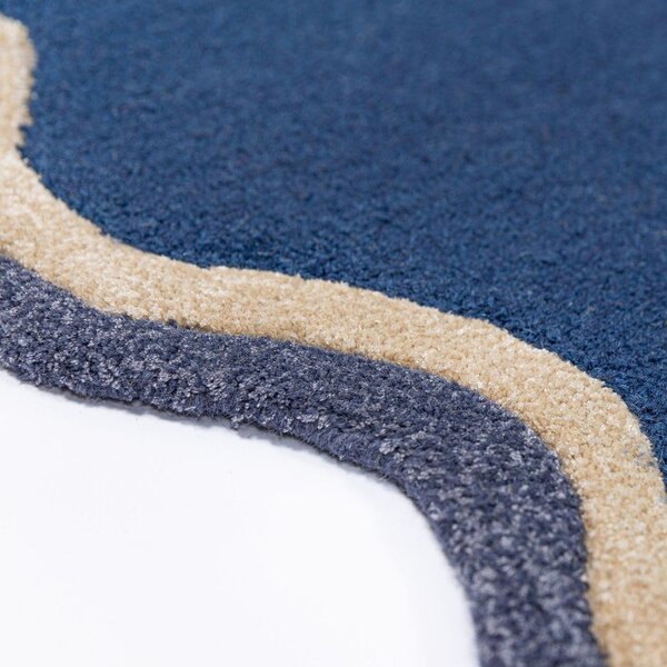 Тъмносин ръчно изработен килим със смес от вълна 120x170 cm Rivo Wool – Flair Rugs