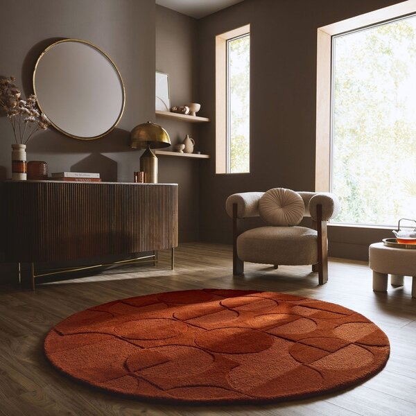 Теракотен ръчно изработен вълнен кръгъл килим ø 160 cm Gigi – Flair Rugs
