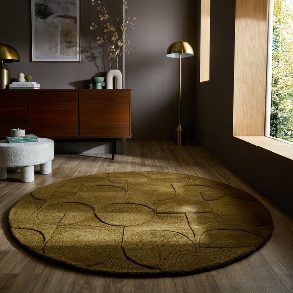 Тъмнозелен ръчно изработен вълнен кръгъл килим ø 160 cm Gigi – Flair Rugs