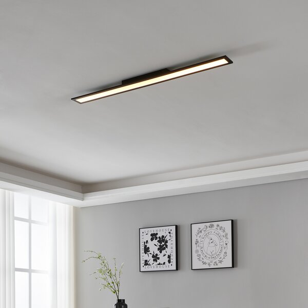 EGLO connect Salobrena-Z LED лампа за таван, 120x10cm, черна, Затъмняване, Черен, Дневна/трапезария, Метал, Модерен