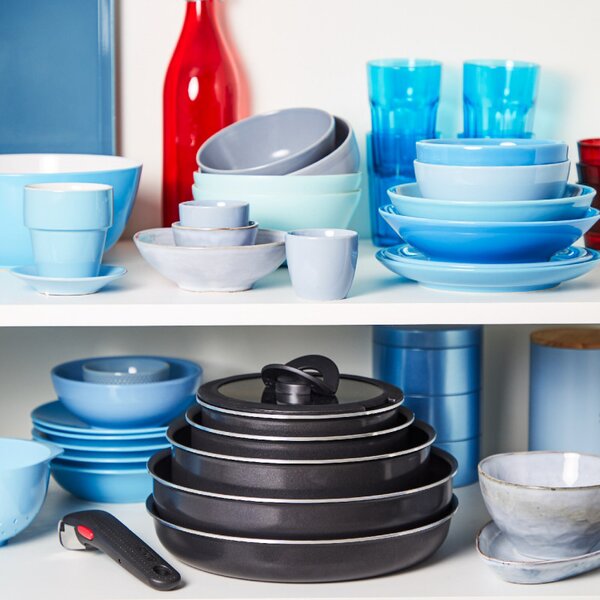 Комплект тигани Tefal Ingenio Easy Cook & Clean L1539053, 10 части, Подвижни дръжки, Незалепващо покритие, Thermo Signal, Черен