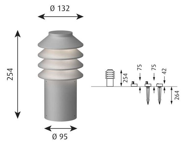 Louis Poulsen - Bysted Garden Градинска Лампа Short LED 2700K c/База Алуминий Louis Poulsen