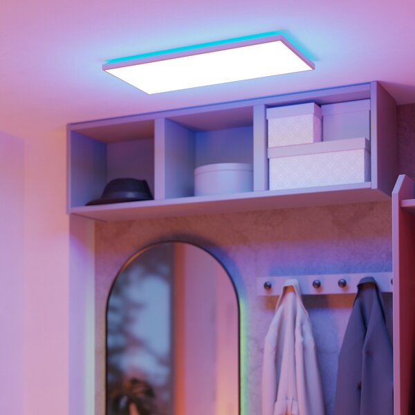 EGLO connect LED осветление за таван Rovito-Z, бяло, 57 x 30 cm, Затъмняване, Бял, Дневна/трапезария, Пластмаса