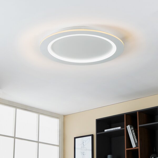 EGLO connect LED осветление за таван Padrogiano-Z, Ø 60 cm, бяло, Затъмняване, Бял, Дневна/трапезария, Метал, Модерен