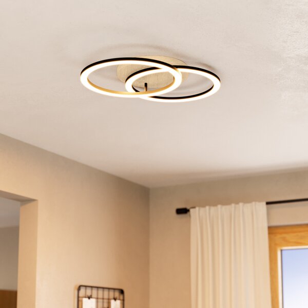 EGLO connect Smart LED таванна лампа Lomaltas-Z, 58 см, 4400lm, Затъмняване, Черен, Дневна/трапезария, Метал, Модерен