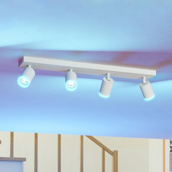 EGLO connect Smart LED спот Melitello-Z, 4-светлинен, бял, Затъмняване, Бял, Дневна/трапезария, Алуминий, Модерен