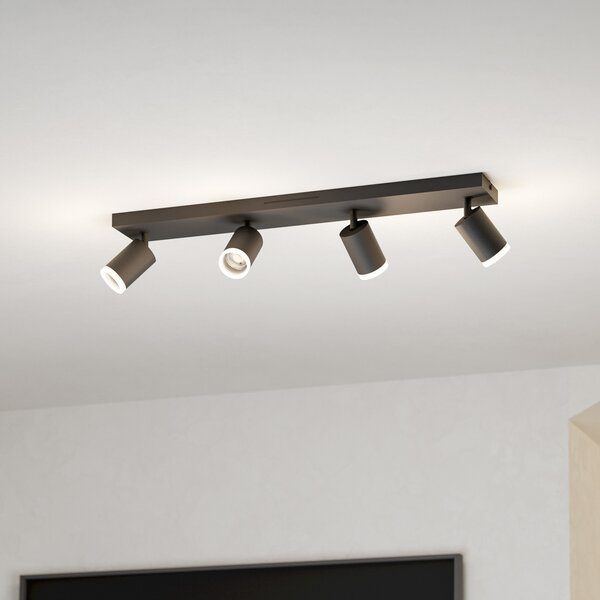 EGLO connect Smart LED спот Melitello-Z, 4-светлинен, черен, Затъмняване, Черен, Дневна/трапезария, Алуминий, Модерен