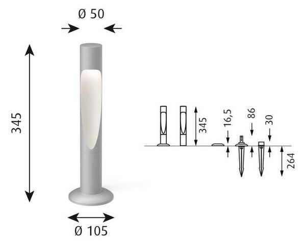 Louis Poulsen - Flindt Garden Градинска Лампа Short LED 2700K c/Adaptor + База Алуминий Louis