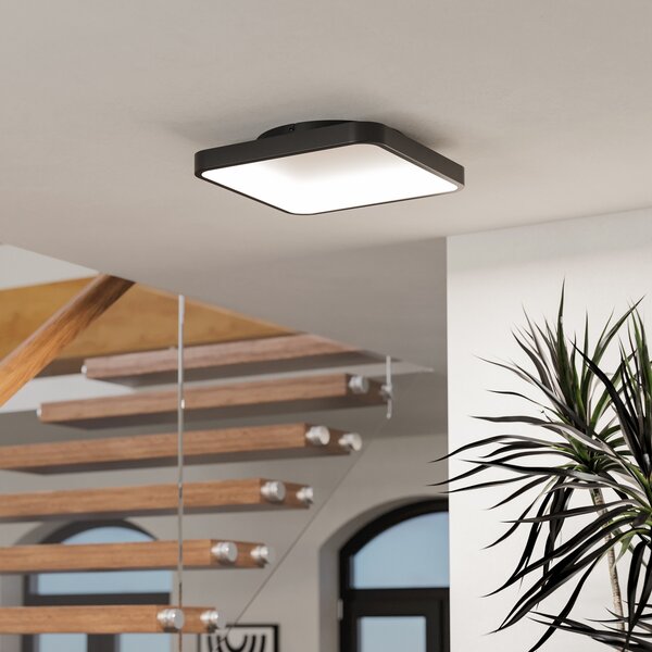 EGLO connect Smart LED таванна лампа Loretello-Z, ъглова, черна, Затъмняване, Черен, Дневна/трапезария, Метал, Модерен