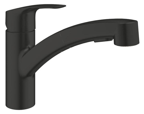 Grohe Eurosmart кухненски смесител с лят чучур и издърпващ се душ, черен мат