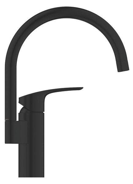 Grohe Eurosmart Кухненски смесител с висок С-чучур, черен мат