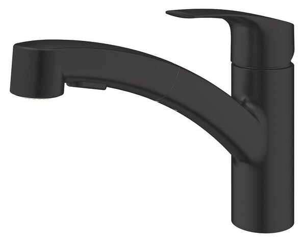 Grohe Eurosmart кухненски смесител с лят чучур и издърпващ се душ, черен мат