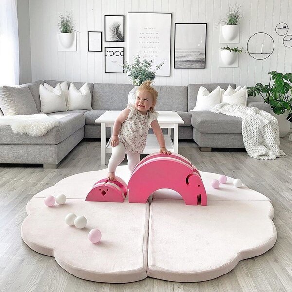 Детско килимче за игра в цвят слонова кост 160x160 cm – Meowbaby