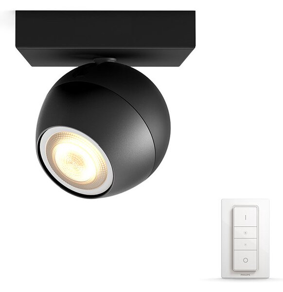 Philips Hue - Buckram Таванна Лампа Single Спот m/Превключвател Бяло Amb. Черно Philips Hue