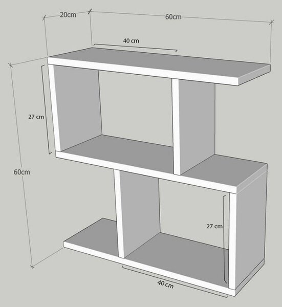Конзола Kalune Design 854KLN2805, 60х60 см, 3 нива, Меламиново покритие, Черен