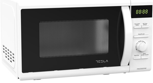 Микровълнова фурна Tesla MW2060MW, 20 литра, 700W, Дигитален дисплей, Размразяване, Грил, Бял