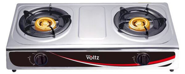 Двоен газов котлон Oliver Voltz OV51454AD, 5.4 kWh, 30 mbar, Автоматично запалване, 2 чугунени горелки, Инокс