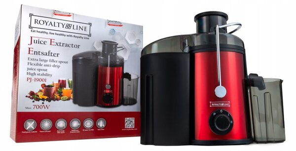 Сокоизстисквачка Royalty Line PJ-19001, 700W, 2 скорости+Pulse, 0.450 ml, Система против капене, Червен