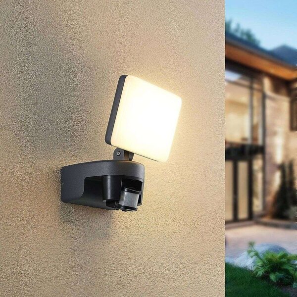 Lindby - Melamika Outdoor Wall Lamp w/Sensor Dark Grey Lindby