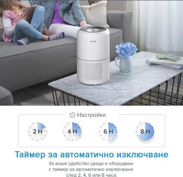 Пречиствател за въздух Levoit Core 300, 40 м2, 3 степенна филтрация, Тих, Премахва 99.97% от замърсителите, 360C циркулация, Без озон, Таймер, Бял