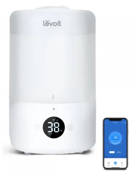 Ултразвуков овлажнител за въздух Levoit Dual 200S, Smart, 27 м2, 24W, 3 Л, Дигитален контрол, Тиха работа, Бял