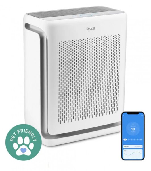 Пречиствател за въздух Levoit Vital 200S Pro, 88 м2, 50W, Wi-Fi, Автоматичен режим, True HEPA, Тиха работа, Smart функции, Режим за домашни любимци, Бял