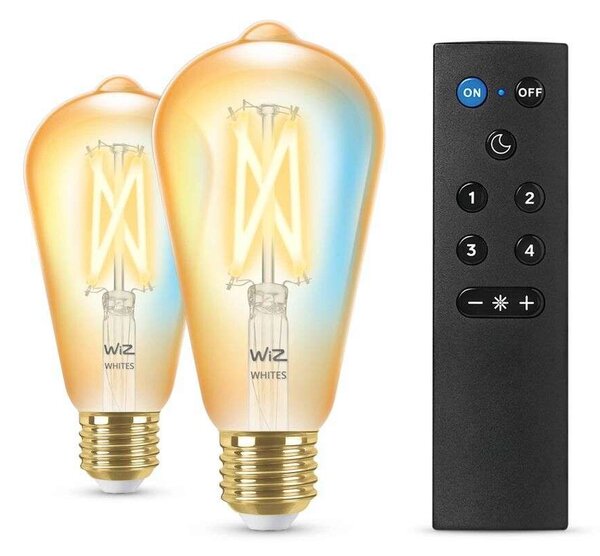 WiZ - Крушки Smart TW Amb. 8W 806lm 2200-6500K 2pcs. Edison Злато E27 & Remote WiZ