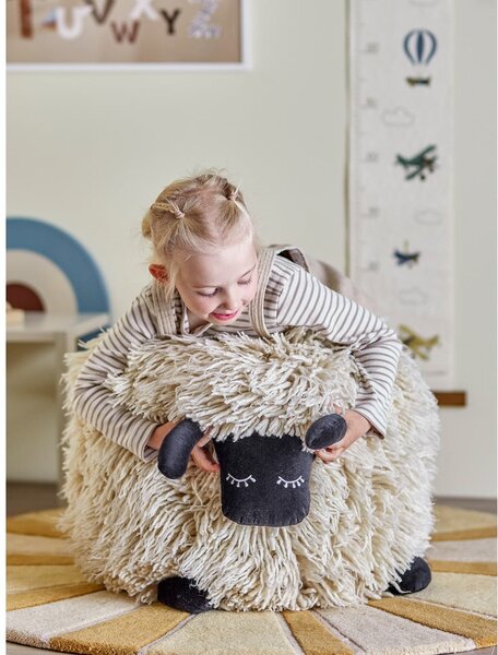 Кремав вълнен детски пуф Dolly – Bloomingville Mini